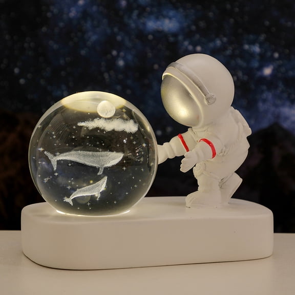 3D Astronaut Crystal Ball Night Light,Crystal Ball Night Lamp, Creative Night View Astronomical LED Universe Lamp (Deep Sea Whales)