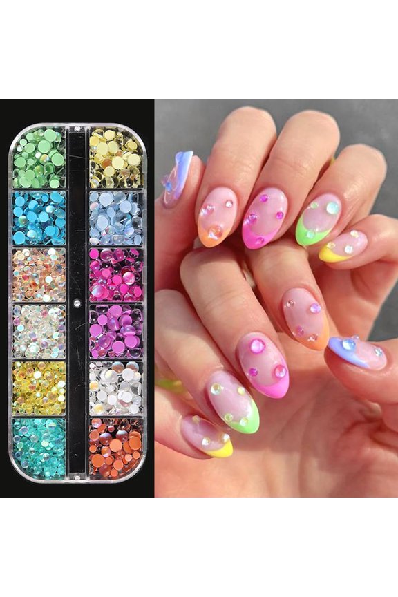 3D Aurora Bubble Beads Nail Charms, Mixed Size Colorful Iridescent Mermaid Crystal Gems Flatback Rhinestones Jewels for Women Girls Manicure Nails Supplies DIY Crafts Decorations