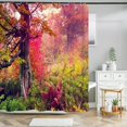 3D Autumn leaves Forest Scenery Fabric Waterproof Shower Curtain