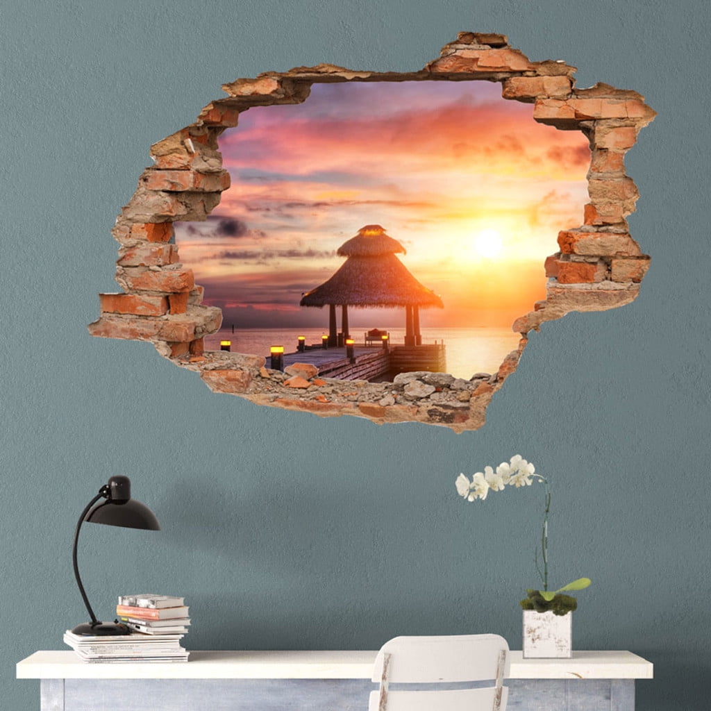3D B ridge Floor/Wall Sticker Removable Mural Decals Vinyl Art Living ...