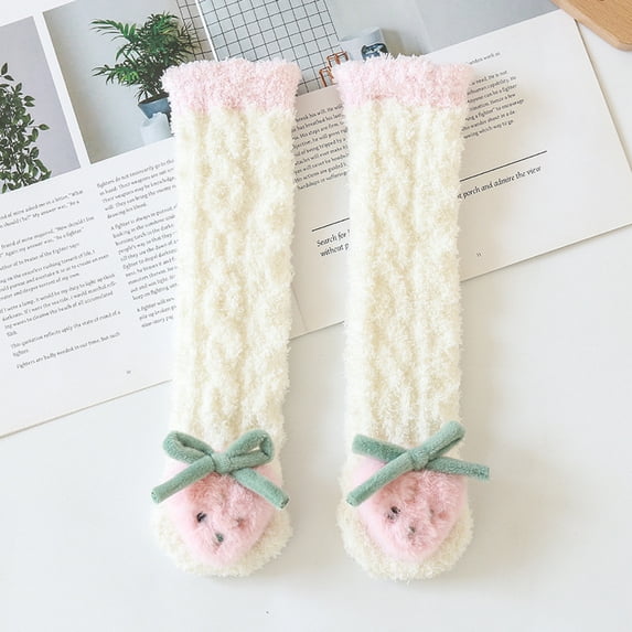 3D Baby Winter Fluffy Socks Baby Long Fuzzy Slipper Socks Soft Toddler Crawling Socks One Size