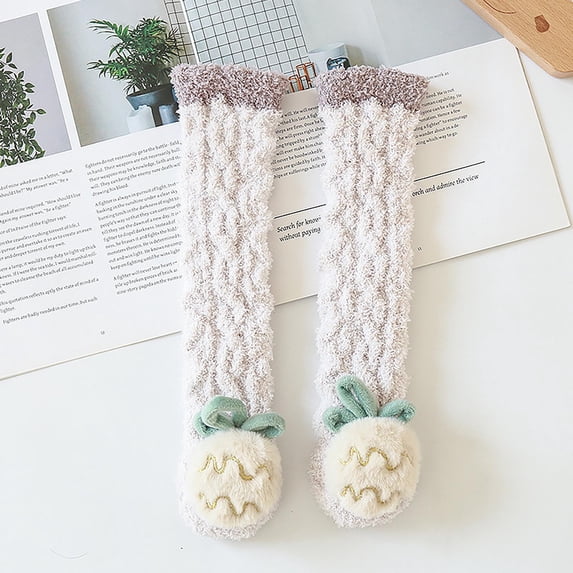 3D Baby Winter Fluffy Socks Baby Long Fuzzy Slipper Socks Soft Toddler Crawling Socks One Size