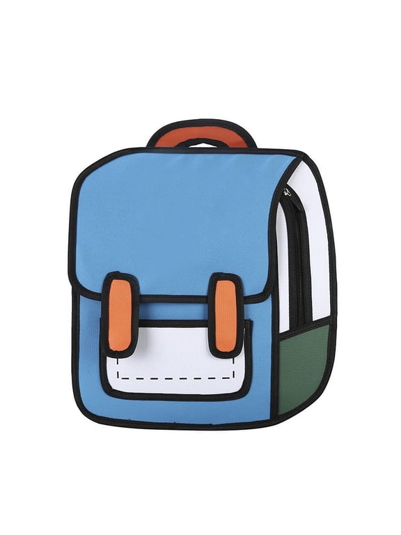 Backpack Cute Cartoon 3D Jump Style 2D Drawing from Comic Paper Anime Bookbag Supplies Fun Daypack,Casual Style Lightweight Canvas Backpack Bag Travel Daypack