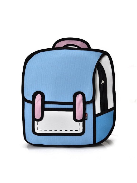 Backpack Cute Cartoon 3D Jump Style 2D Drawing from Comic Paper Anime Bookbag Supplies Fun DaypackCasual Style Lightweight Canvas Backpack Bag Travel Daypack