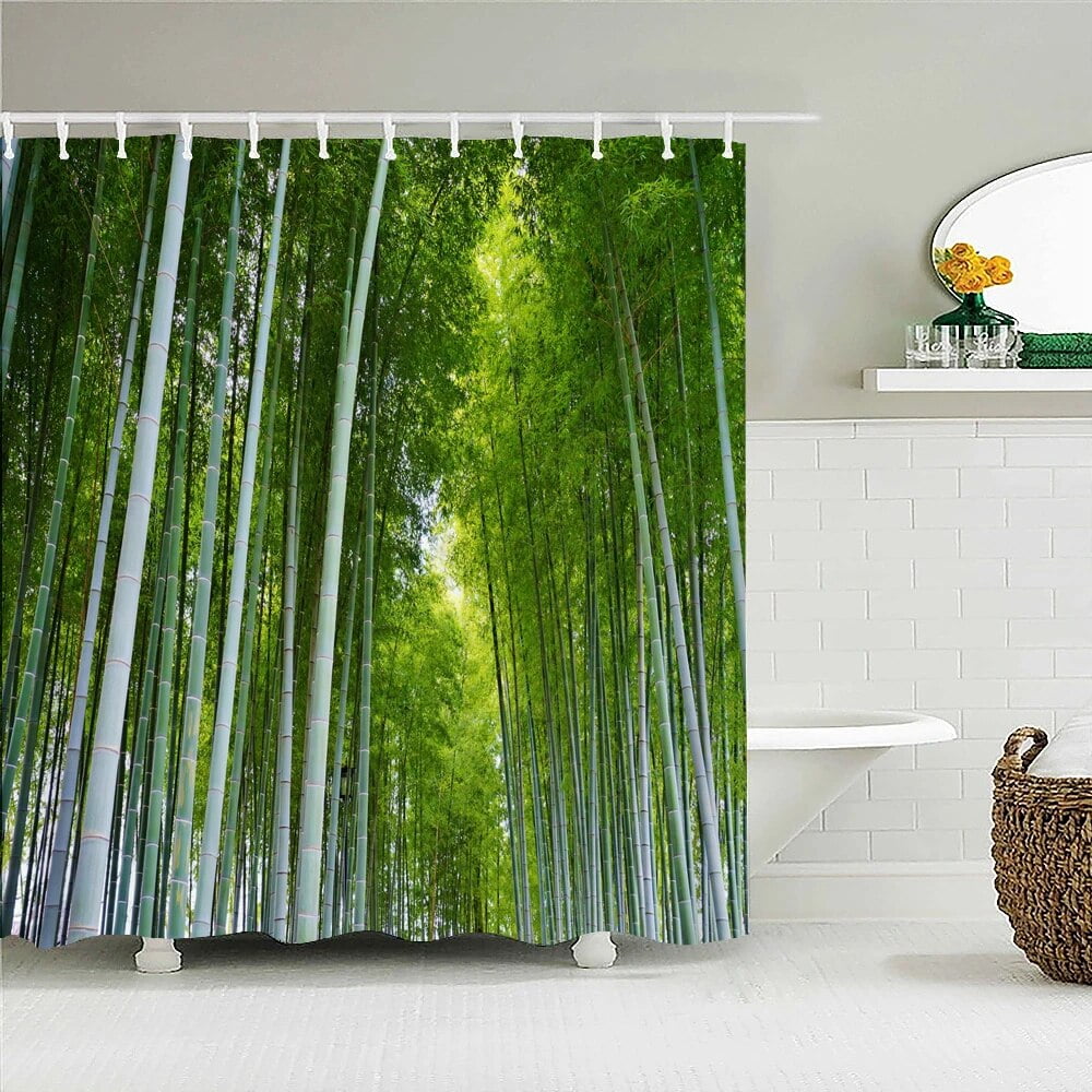 Vegan Pattern Print Bathroom Shower Curtain