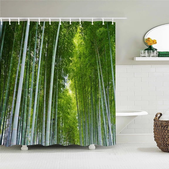 3D Bamboo Plant Printed Bathroom Shower Curtain Nature Landscape Bathroom Curtains Waterproof Polyester Fabric Home Decoration