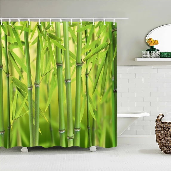 3D Bamboo Plant Printed Bathroom Shower Curtain Nature Landscape Bathroom Curtains Waterproof Polyester Fabric Home Decoration