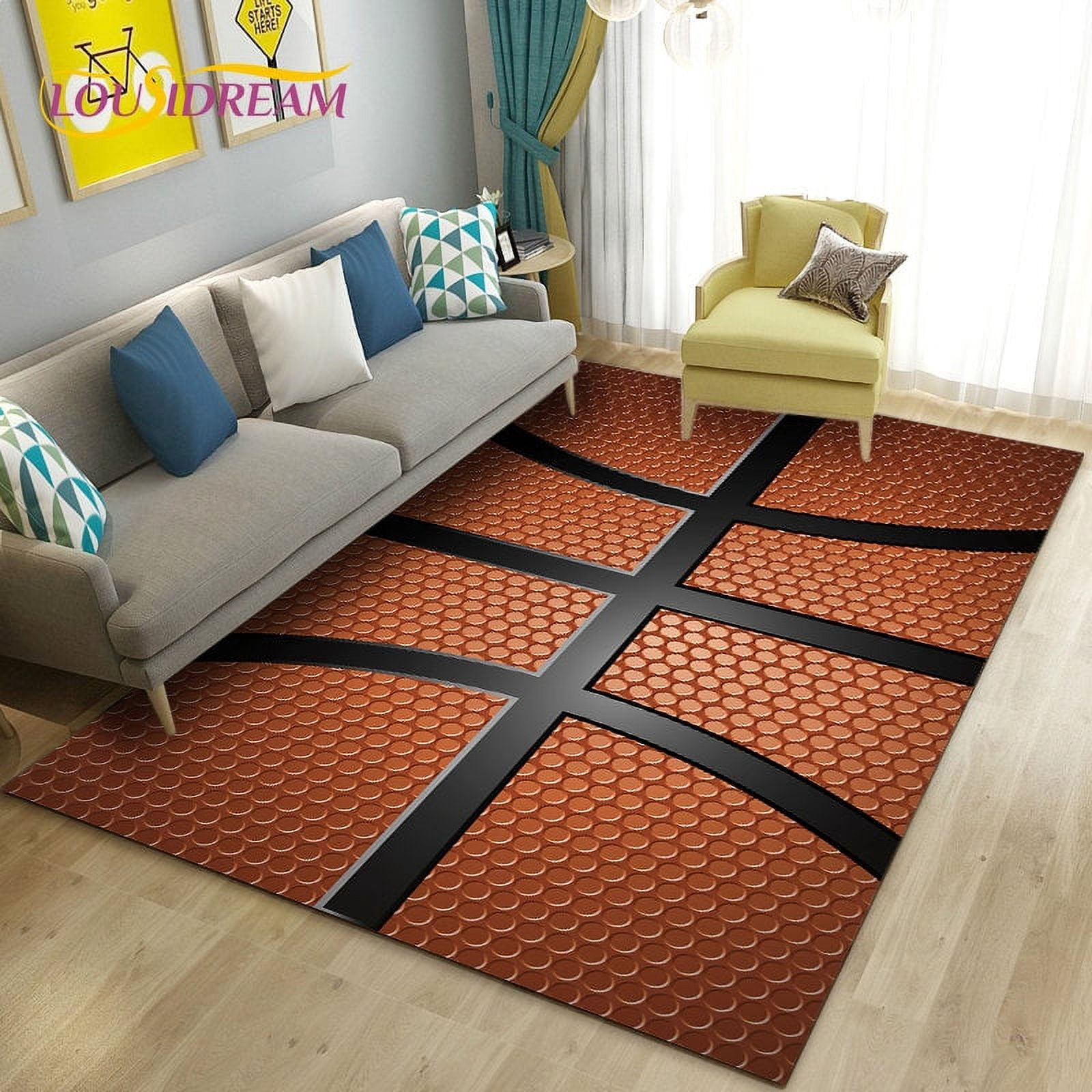 3D Basketball Area Rug Large Carpet Rug for Living Room Bedroom Sofa ...