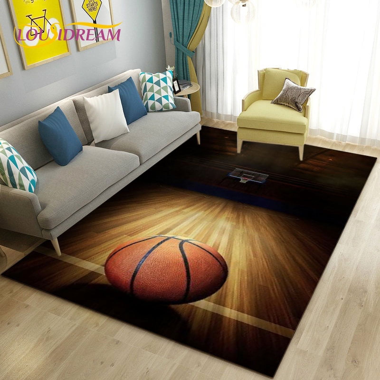3D Basketball Area Rug Large Carpet Rug for Living Room Bedroom Sofa ...