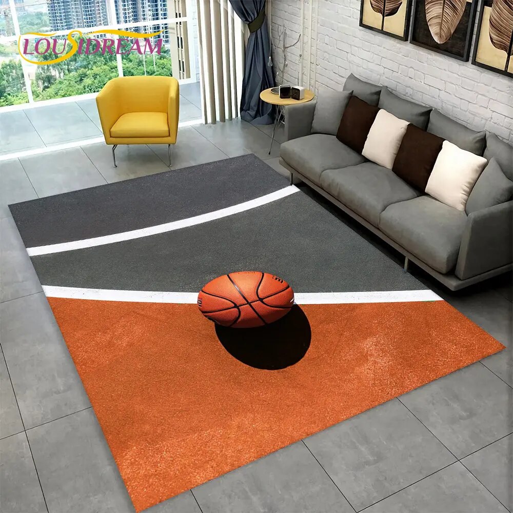 3D Basketball Cour Cartoon Area Rug Large Carpet Rug for Living Room ...