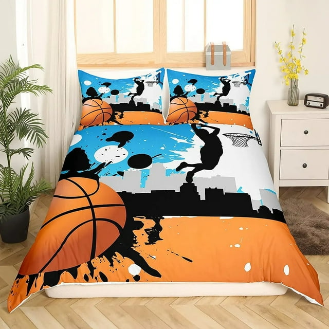 3D Basketball Duvet Cover King for Teen Boys Kids Fire Water Sports ...