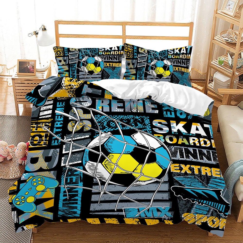 3D Basketball Duvet Cover Set Sports Theme Bedding Set for Boys Girls