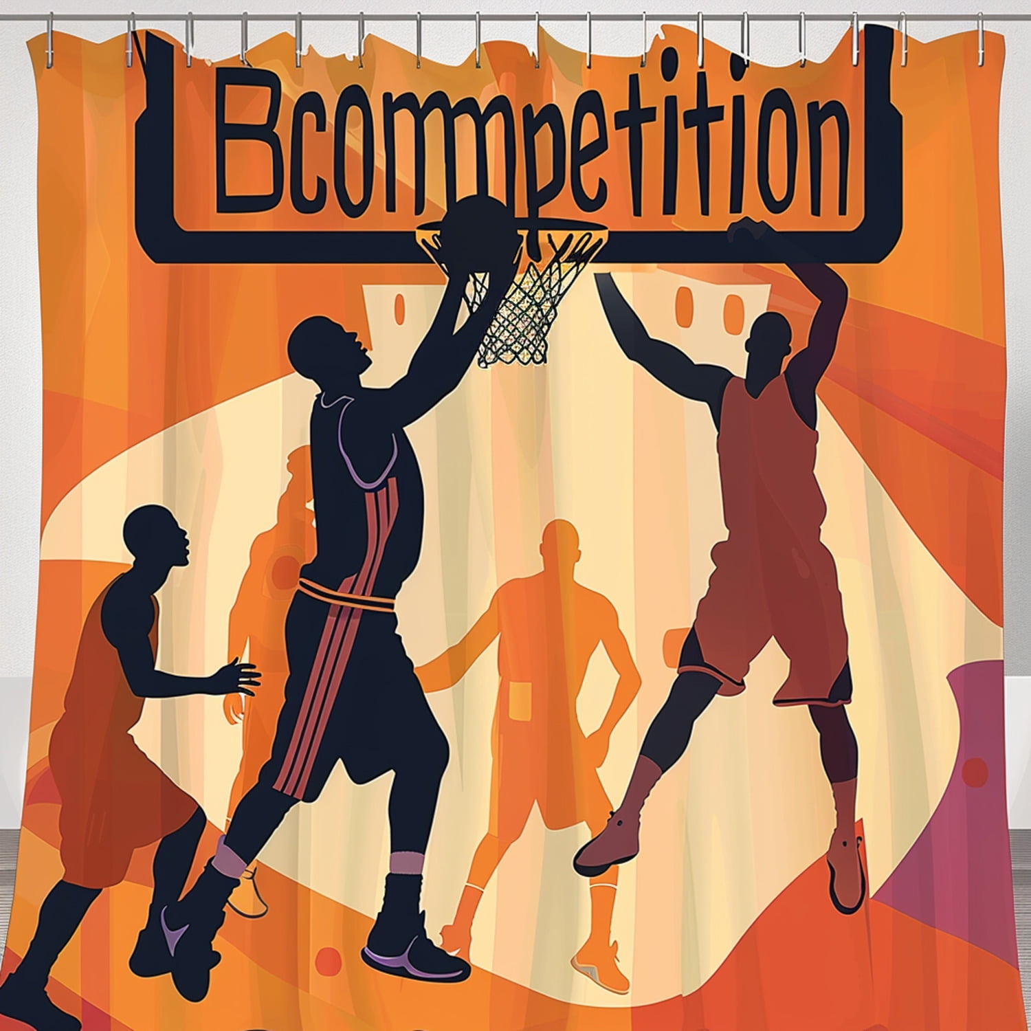 3D Basketball Players Shower Curtain Theme Vector Graphics 49er Beasts Design