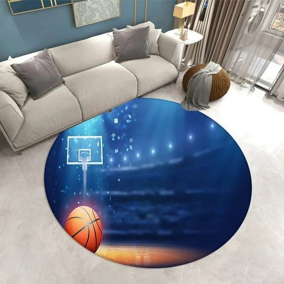 3D Basketball Printed Round Carpets Area Rug Living Room Carpet Bathroom Kitchen Round Floor Mat Rugs Door Mat Non-slip Carpets