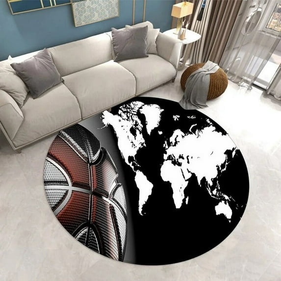 3D Basketball Printed Round Carpets Area Rug Living Room Carpet Bathroom Kitchen Round Floor Mat Rugs Door Mat Non-slip Carpets