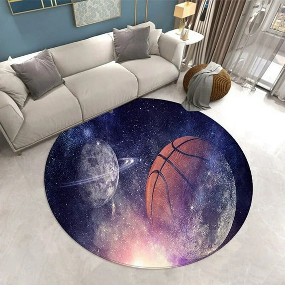 3D Basketball Printed Round Carpets Area Rug Living Room Carpet Bathroom Kitchen Round Floor Mat Rugs Door Mat Non-slip Carpets