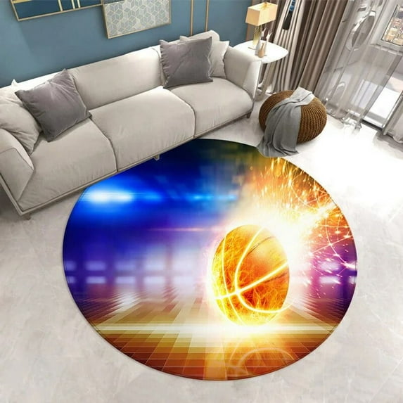 3D Basketball Printed Round Carpets Area Rug Living Room Carpet Bathroom Kitchen Round Floor Mat Rugs Door Mat Non-slip Carpets
