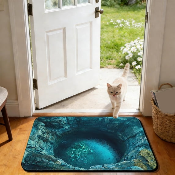 3D Bath Mat Non Slip Absorbent Quick Dry, 16x24 Inch Bathroom Rug with Visual Design, Soft Floor Mat for Shower Entrance Doorway