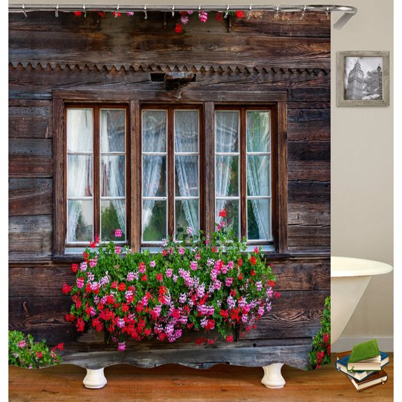 3D Bathroom Curtains Garden Flowers Rural landscape Printing Shower Curtains Scenery Waterproof Fabric Decor Curtain