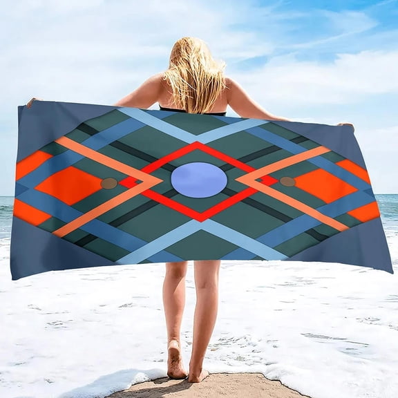 3D Beach Towel,Geometry Soft Bath Towels Highly Absorbent & Quick Dry Bath Washcloths,Sand Free Beach Towels for Adults,s (14)
