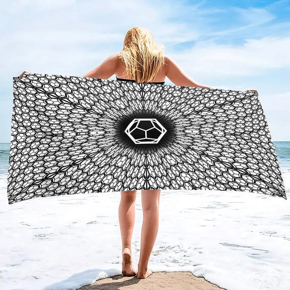 3D Beach Towel,Geometry Soft Bath Towels Highly Absorbent & Quick Dry Bath Washcloths,Sand Free Beach Towels for Adults,s (16)