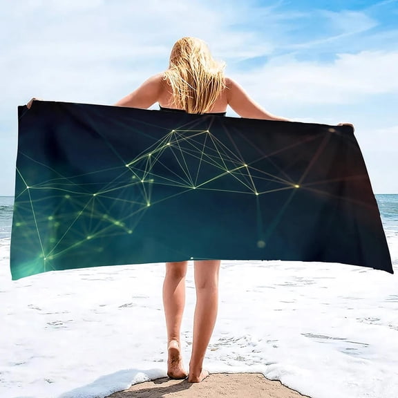 3D Beach Towel,Geometry Soft Bath Towels Highly Absorbent & Quick Dry Bath Washcloths,Sand Free Beach Towels for Adults,s (4)