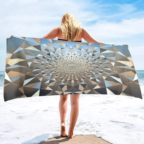 3D Beach Towel,Geometry Soft Bath Towels Highly Absorbent & Quick Dry Bath Washcloths,Sand Free Beach Towels for Adults,s (9)