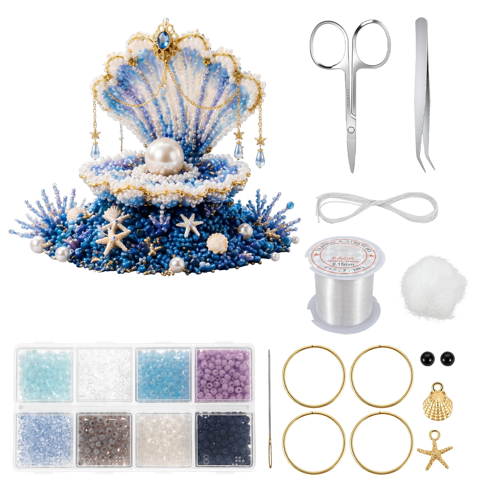 3D Bead Making Kit for DIY Sea Creature with Needle Tweezers Scissors ...
