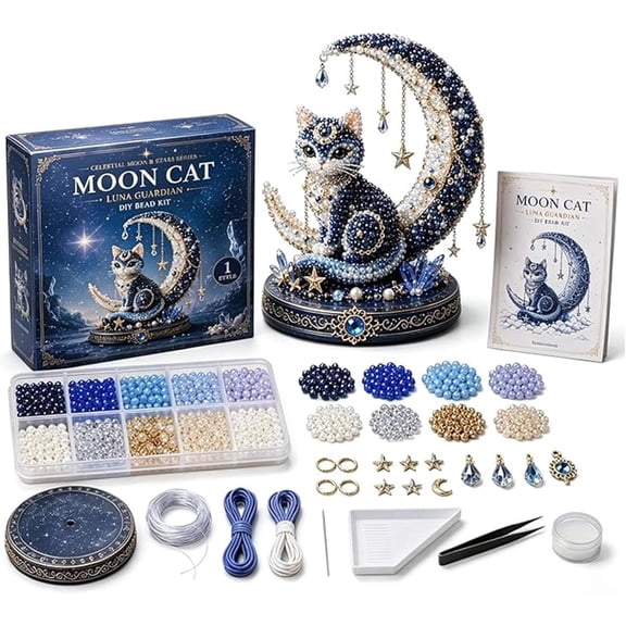 3D Beaded Animal Craft Kit, Cute Cat Swan Owl Beaded Embroidery Kits with Glass Beads and Pattern Guide, for Beginners & Craft Enthusiasts D