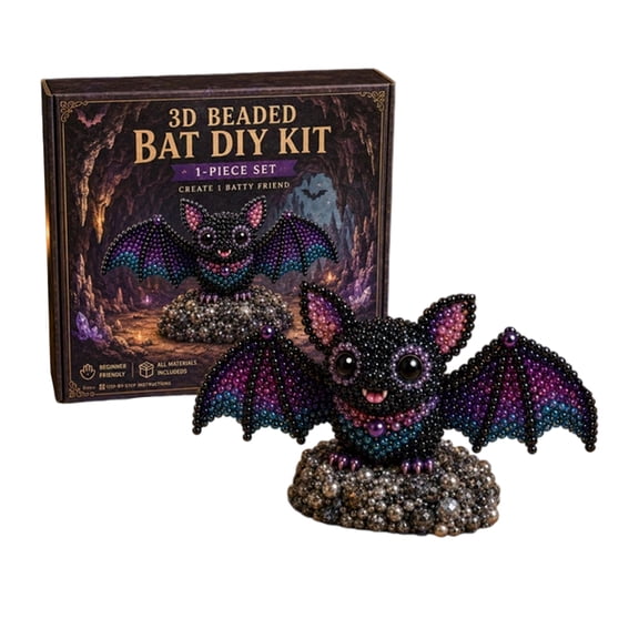 3D Beaded Animal Craft Kit DIY Bat Model Set Includes Beads Instructions for Handcrafting Artwork