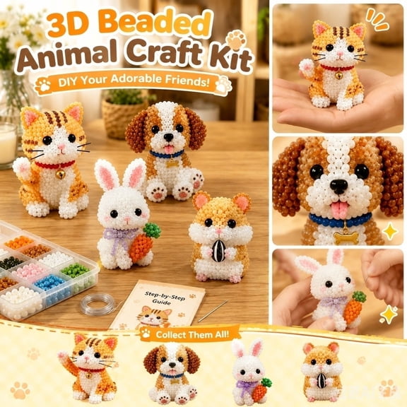 3D Beaded Animal Craft Kit DIY Handmade Artisan Jewelry Art Beadwork Set Creative Hobbyist Project for Unique Decorative Display Designs