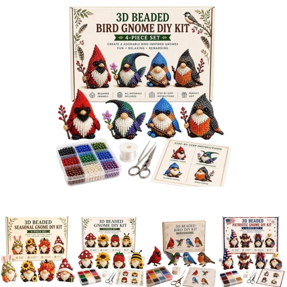 3D Beaded Animal DIY Craft Kit for Adults & Teens | Pond Friends Beading Kit with Frog Duck Turtle Dragonfly | Stress Relief Screen-Free Desktop Decor Project