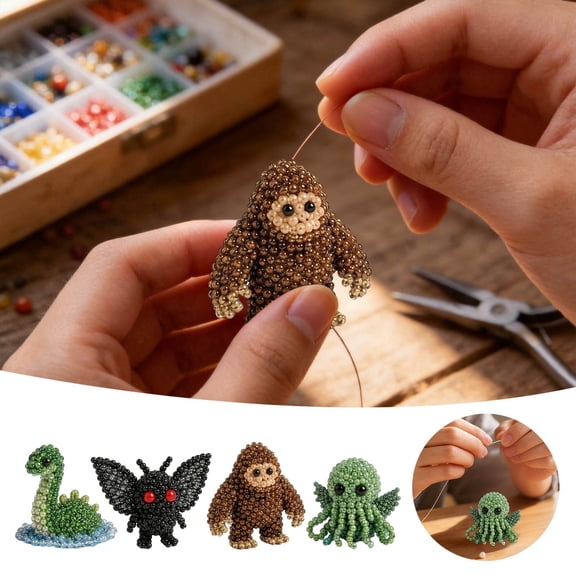 3D Beaded Animal DIY Craft Kit, Mysterious Creature Design, Educational Beadwork Project For Adults Beginners