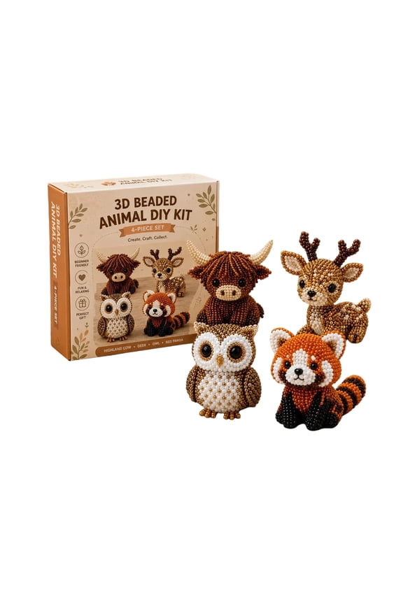 3D Beaded Animal DIY Craft Kit, Pony Bead Lizard Pattern for Keychain Bag Charm, Creative Fuse Bead Set for Adults and Teens, No Glue Needed