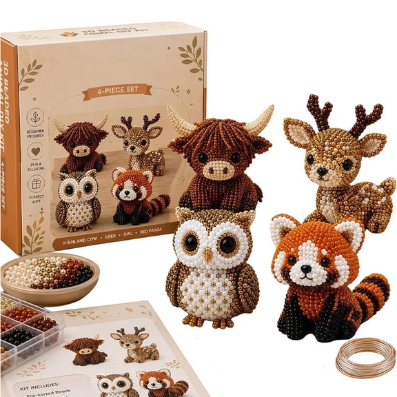 3D Beaded Animal DIY Kit, 2026 New Petite 3D Beaded Animal Craft Kit, Handmade Beading Embroidery Set with Colorful Beads & Instructions, Creative Arts & Crafts Gift for Adults & Beginners