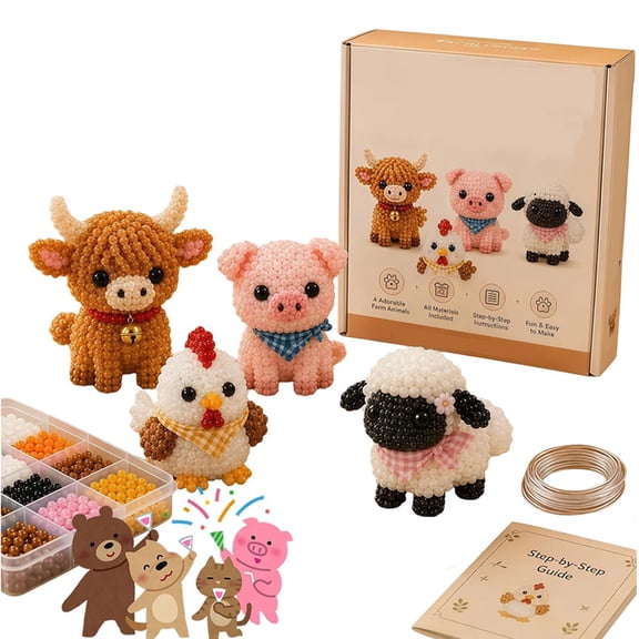 3D Beaded Animal DIY Kit, 2026 New Petite 3D Beaded Animal Craft Kit, Handmade Beading Embroidery Set with Colorful Beads & Instructions, Creative Arts & Crafts Gift for Adults & Beginners