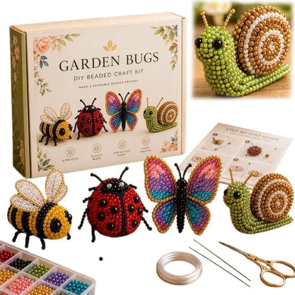 3D Beaded Animal DIY Kit, Beading Embroidery Kit for Adults, 3D Animal Beadwork Set (Garden bugs)