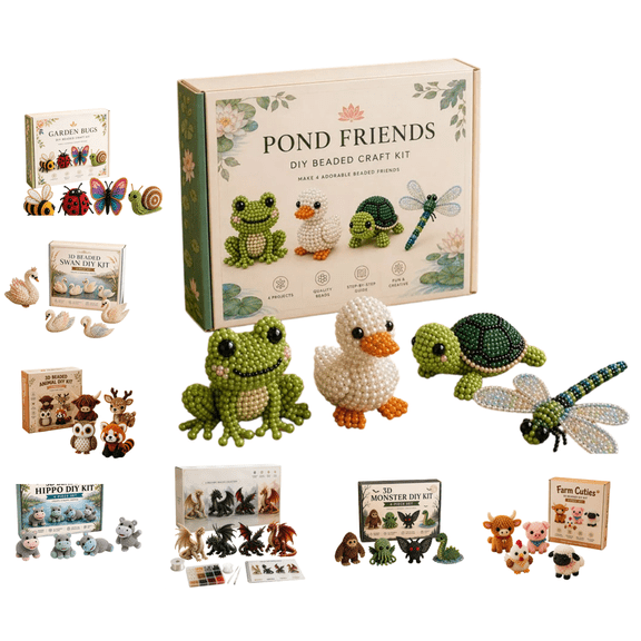 3D Beaded Animal DIY Kit, Beginner Friendly Animal Beadwork Kit, Complete DIY Craft Supplies For Embroidery Starters (G)