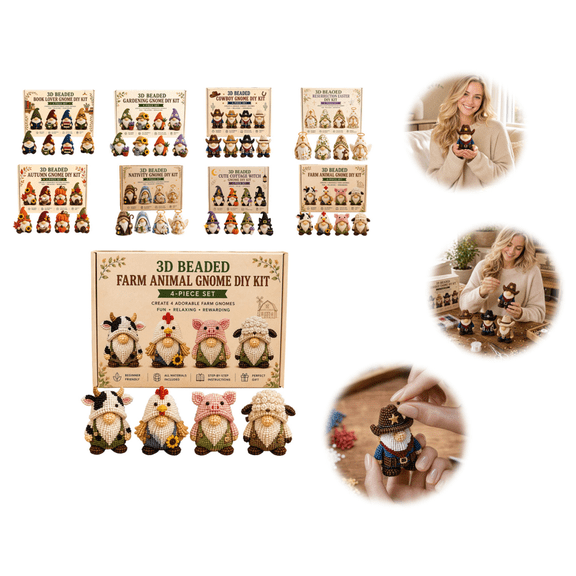 3D Beaded Animal DIY Kit, Cute Bead Craft Animal Set with Colorful Beads and Instructions, Handmade Creative Jewelry Art Weaving Kit for Adults Beginners E