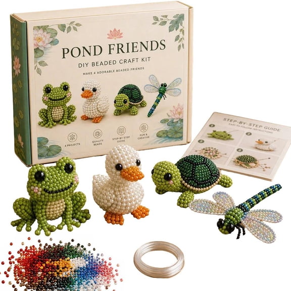 3D Beaded Animal DIY Kit for Adults Teens, Easy Handmade Bead Art Craft Set for Beginners, Relaxing Creative Gift & Home Decoration
