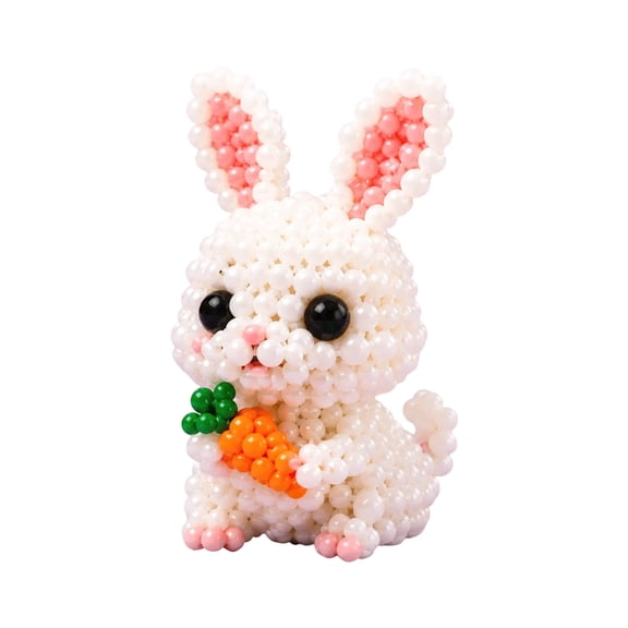 3D Beaded Animal Kit Rabbit DIY Craft Kit for Kids Adults Sewing Beading Project Gift with Beads Fishing Line Scissors Instruction Manual D