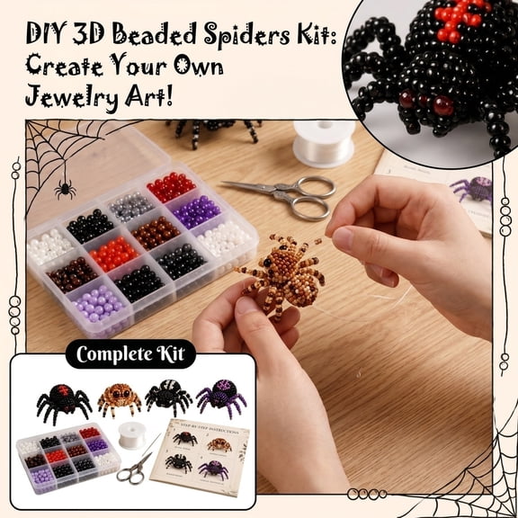 3D Beaded Animal and Vehicle Kit for Multi-Theme including Spiders and Vans, Versatile DIY Craft Set for Detailed Hobbyist Artistic Construction