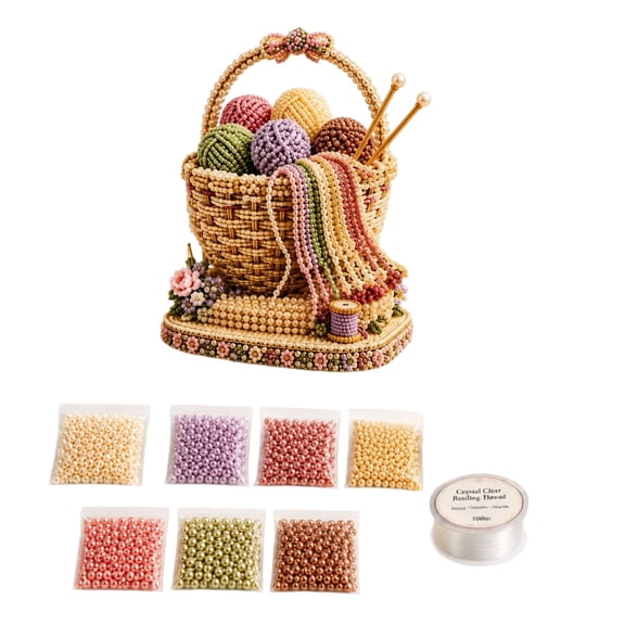 3D Beaded Basket DIY Kit, Full Package Hand Beading Craft Set With Complete Tools & Beads, Effortless Assembly 3D Animal Figurine For Home Leisure And Handicraft Creation
