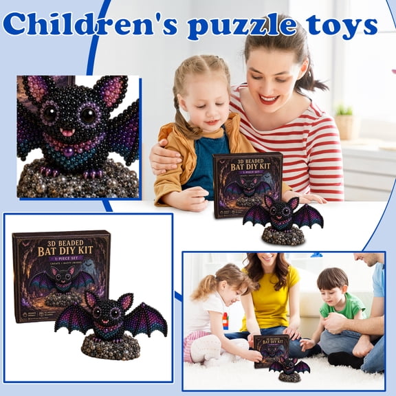 3D Beaded Bat DIY Kit, Delicate 3D Animal Beaded Art Craft Set, One-Of-A-Kind Handmade Project Perfect For Relaxing Hobby And Heartfelt Gift For Craft Lovers