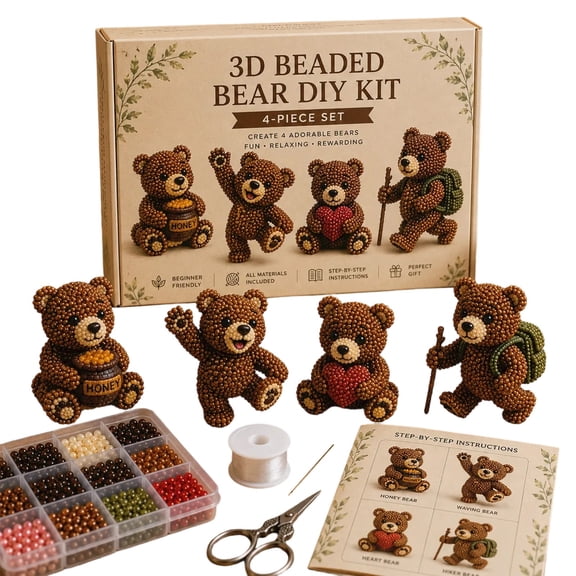 3D Beaded Bear DIY Kit, Unique 3D Animal Handmade Kit, Portable Craft Set Perfect For Leisure Activities And Gift Choice