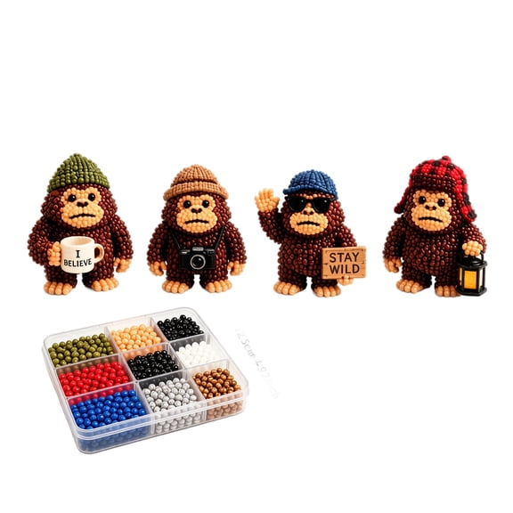3D Beaded Bigfoot DIY Kit, Wildlife-Themed Bigfoot Beading Collection Kit, Full Matching Materials Handcraft Gift for Bigfoot & Bead Lovers (C)