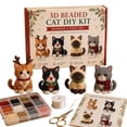 thumbnail image 1 of 3D Beaded Cat DIY Kit, Christmas Animal Bead Craft Set for Handmade Projects, Creative Jewelry Making Kit with Beads and Accessories, 1 of 6