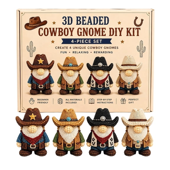 3D Beaded Cute Gnome DIY Kit, DIY Cute Gnome Beading Embroidery Kit, All Accessories Included Beads String Tools Guide, Stress Relief Focus for Adults Teens, Desk Decor Vibrant Charm