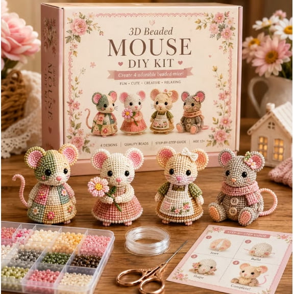 3D Beaded DIY Craft Kit: Creative Animals, Monsters, Birds, High Heels. Includes detailed tutorial. Beginner-friendly. Stress-relief gift for children and adults