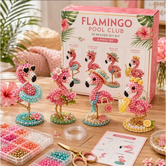 3D Beaded DIY Craft Kit: Creative Animals, Monsters, Birds, High Heels. Includes detailed tutorial. Beginner-friendly. Stress-relief gift for children and adults